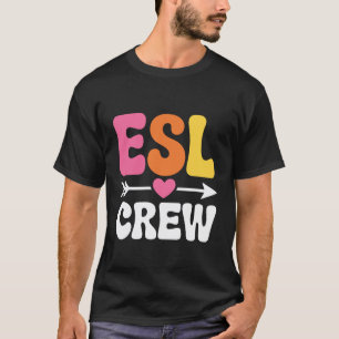 ESL-team retro kleurrijke leraar Engels tweede taa T-shirt