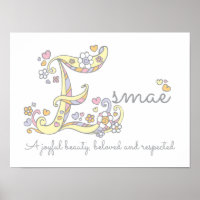 Esmae girls name signification lettre E poster