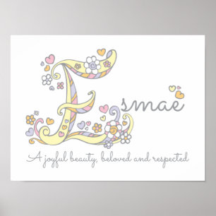 Esmae girls name signification lettre E poster