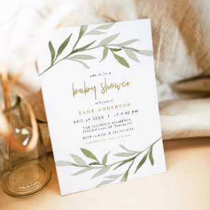 ESME Boheemse Groenelementen & Gouden Baby Shower Kaart