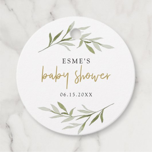 ESME Bohemian Greenery & Gold Baby shower Bedankjes Labels (Voorkant)