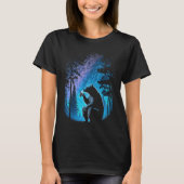Esoteric Bear drinking Beer Night Forest T-shirt (Voorkant)
