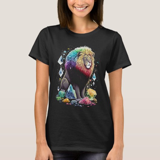 Esoteric Lion Crystals Cute Illustration  2 T-shirt (Voorkant)