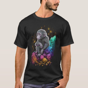 Esoteric Monkey Ape Crystals Cute Illustration T-shirt