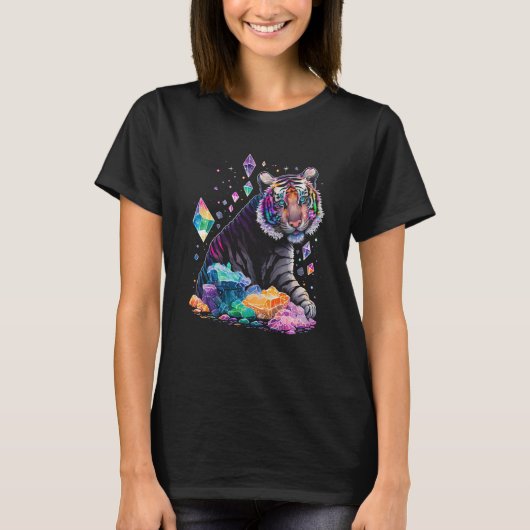 Esoteric Tiger Crystals Cute Illustration  2 T-shirt (Voorkant)