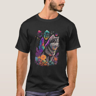 Esoterische Husky Honden Kristallen Moppige Illust T-shirt