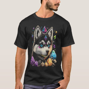 Esoterische Husky Honden Kristallen Moppige Illust T-shirt