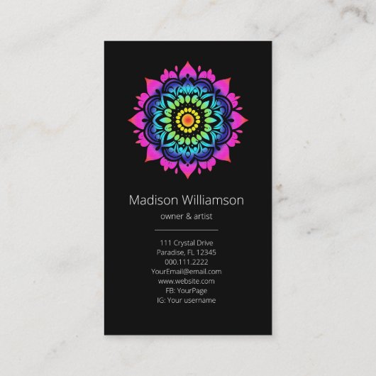 Esoterische Mandala Holistische Metafysische Dank Visitekaartje (Achterkant)