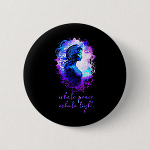 Esoterische meditatie waterverf Inhaleer Vrede Uit Ronde Button 5,7 Cm