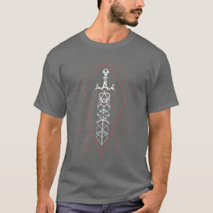 Esoterische polyhedrale dobbelstenen set zwaard t-shirt