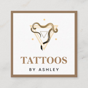 Esoterische slang bruin Tattoo artistieke sociale  Vierkante Visitekaartje