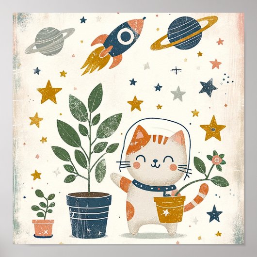 Espace Explorateur chat Astronaute Décoration mura (Devant)