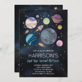 Espace Extérieur Galaxie Planètes Invitation d'ann (Devant / Derrière)