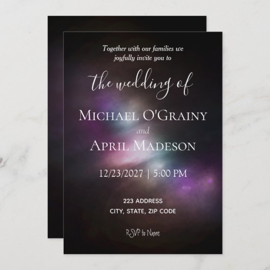 Espace Galaxy Faire-part de mariage (Devant / Derrière)