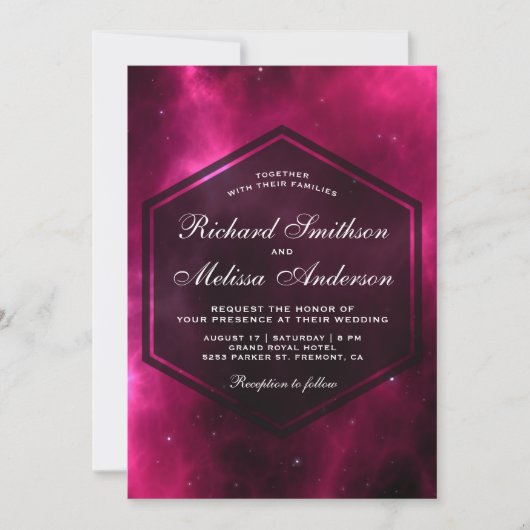 Espace rose chaud moderne Faire-part de mariage Ga (Devant)