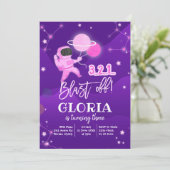 Espace Solaire Rose Galaxy Invitation Anniversaire (Debout devant)