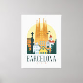 Espagne Barcelone Skyline toile étirée Impression (Recto)