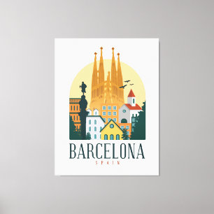 Espagne Barcelone Skyline toile étirée Impression