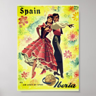 Espagne Danseurs Poster vintage