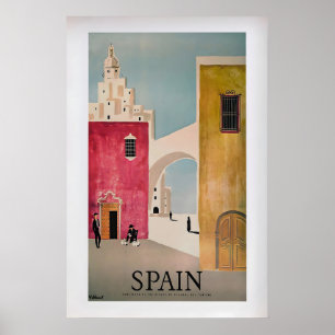 Espagne par Bernard Villamot Affiche de voyage vi