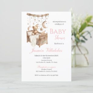 Espagnol Baby shower Invitation ours fille
