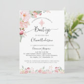 Espagnol Baptême Mint et Pêche Invitation Florale (Debout devant)