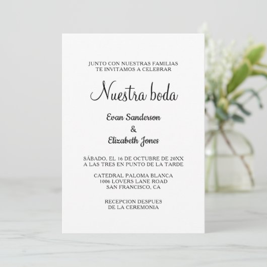 espagnol blanc de boda invitations de mariage (Debout devant)