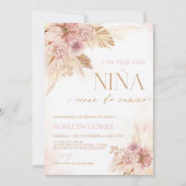 Espagnol Boho Baby shower Invitation Pampas Grass  (Devant)