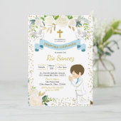 Espagnol Boy First Holy Communion Invitation (Debout devant)