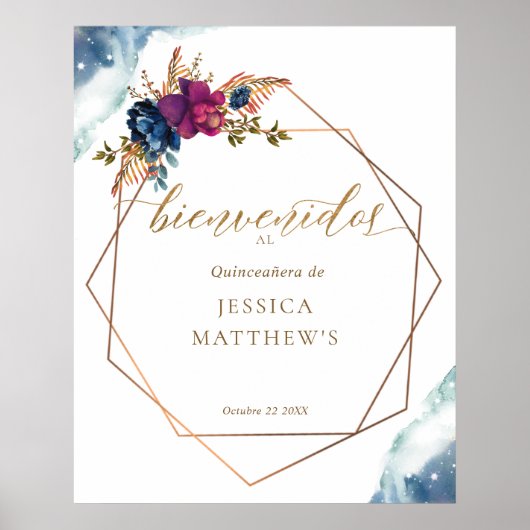 Espagnol, Celestial Quinceañera Affiche de bienven (Devant)