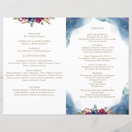 Espagnol Celestial Starry Quinceañera Programme de (Dos)