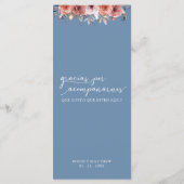 Espagnol, Dusty Blue Blissant Floral Mariage Menu (Dos)