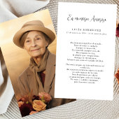 Espagnol En Memoria Amorosa Carte photo de prière