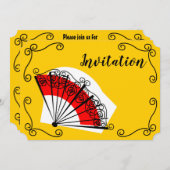 Espagnol Fan Corners Invitation horizontale (Devant / Derrière)