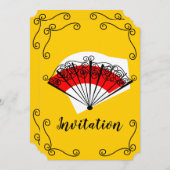 Espagnol Fan Corners Invitation verticale (Devant / Derrière)