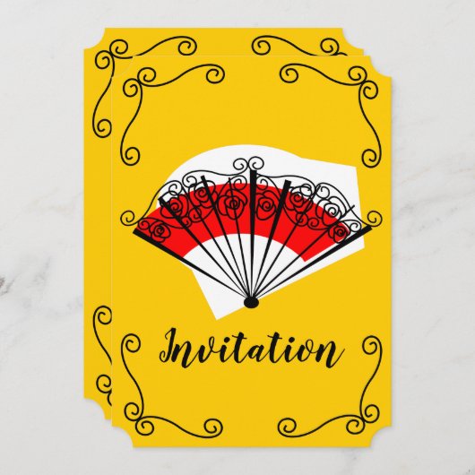 Espagnol Fan Corners Invitation verticale (Devant / Derrière)