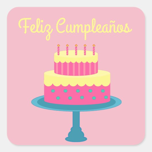 Espagnol "Feliz cumpleaños", joyeux Sticker d'anni (Devant)