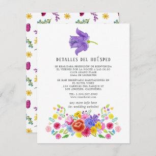 Espagnol Floral Fiesta Détails de l'invité Carte d