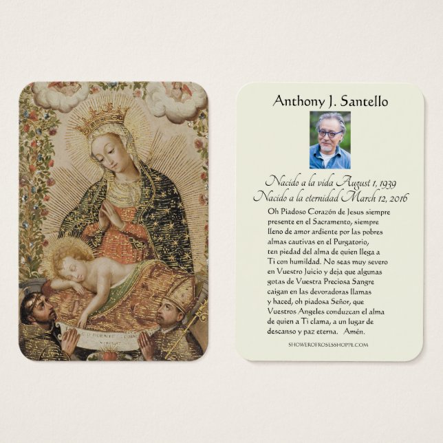 Espagnol Funéraire Vierge Marie Jésus (Devant & derrière)