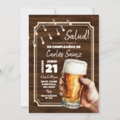Espagnol Mexicain Salud de bière Invitation d'anni (Devant)
