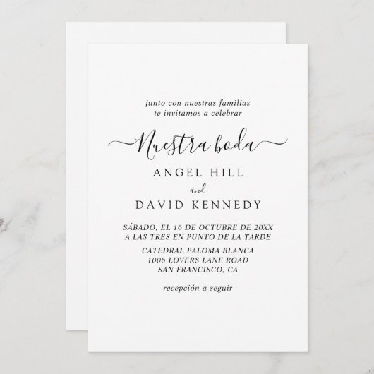 Espagnol, Nuestra Boda Faire-part de mariage (Devant / Derrière)