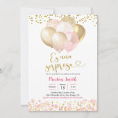 Espagnol Pink Blush Balloon Sorpresa Invitation (Devant)