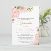 Espagnol rose Floral Quinceanera invitation (Debout devant)