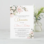 Espagnol rose Floral Quinceanera invitation (Debout devant)