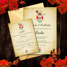 Espagnol, Rustique Coeur Mexicain Mariage Carte RS