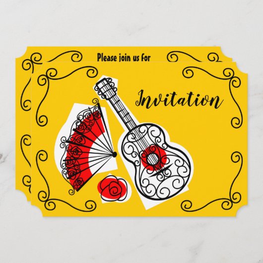 Espagnol Souvenirs Corners Invitation horizontale (Devant / Derrière)