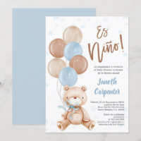 Espagnol Teddy Bear Baby shower garçon Invitation