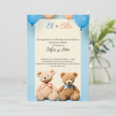 Espagnol Teddy Bear Genre Reveal Party Invitation (Debout devant)