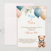 Espagnol Teddy Bear Genre Reveillez Invitation (Devant / Derrière)