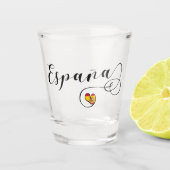 España Spain Flag Heart Script Shot Glas (Voorkant)